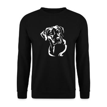 Rhodesian Ridgeback Kopf "Black Edition" - Unisex Pullover - Schwarz - Vorne - Alina (178cm) & Michal (187cm)