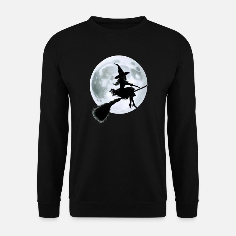 Hexe auf einem Besen - Unisex Pullover - Schwarz