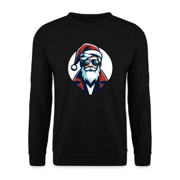 Hipster Weihnachtsmann - Weihnachts-Chic - Unisex Pullover - Schwarz - Vorne - Alina (178cm) & Michal (187cm)