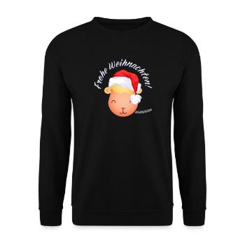 Frohe Weihnachten Weihnachtsschaf Lamm hell - Unisex Pullover - Schwarz - Vorne - Alina (178cm) & Michal (187cm)