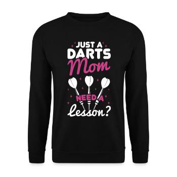 Darter Mutter - Brauchst Du eine Lektion - Unisex Pullover - Schwarz - Vorne - Alina (178cm) & Michal (187cm)