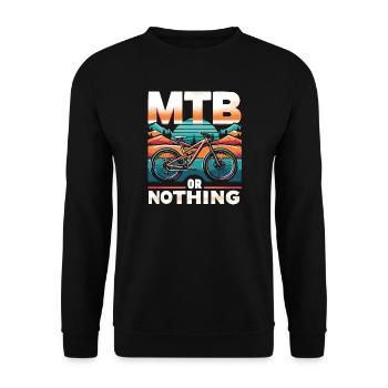 Vibrant Mountain Bike Sunset Design - Unisex Sweatshirt - black - Front - Alina (178cm) & Michal (187cm)