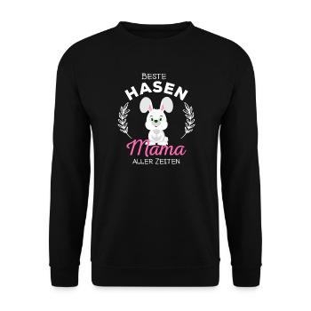 Beste Hasen Mama Süßes Kaninchen Häschen Spruch - Unisex Pullover - Schwarz - Vorne - Alina (178cm) & Michal (187cm)