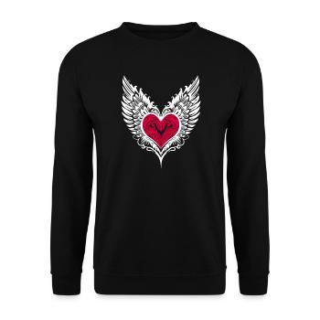 Heart Wings Winged Heart - Unisex Sweatshirt - black - Front - Alina (178cm) & Michal (187cm)