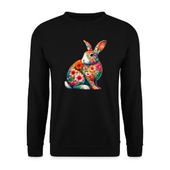 Lapin décoré de fleurs - Sweat-shirt Unisexe - noir - Devant - Alina (178cm) & Michal (187cm)