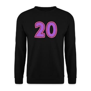 20. 20 ANS. 20e ANNIVERSAIRE. ANNIVERSAIRE 20 ANS. - Sweat-shirt Unisexe - noir - Devant - Alina (178cm) & Michal (187cm)