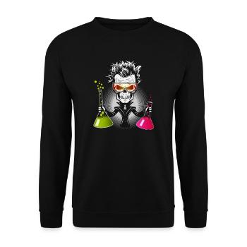 Skull as a gloomy scientist in the laboratory - Unisex Sweatshirt - black - Front - Alina (178cm) & Michal (187cm)