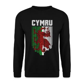 Flagge von Wales, walisischer Stolz - Unisex Pullover - Schwarz - Vorne - Alina (178cm) & Michal (187cm)