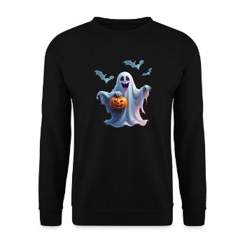 Das charmante Halloween-Design vermittelt. - Unisex Pullover - Schwarz - Vorne - Alina (178cm) & Michal (187cm)