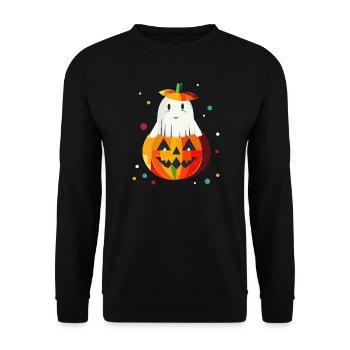 Halloween Pumpkin & Ghost for Happy Halloween - Unisex Sweatshirt - black - Front - Alina (178cm) & Michal (187cm)