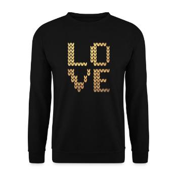 Love Gold Strick Liebe Luxus Strick exklusiv - Unisex Pullover - Schwarz - Vorne - Alina (178cm) & Michal (187cm)