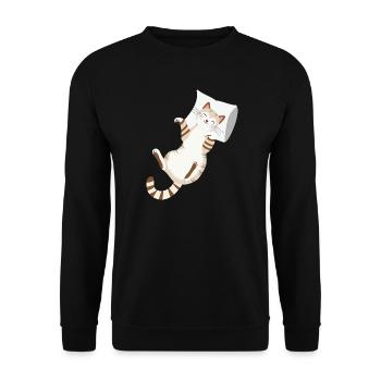 Relaxed Cat with Pillow-Cozy Animal Design - Unisex Sweatshirt - black - Front - Alina (178cm) & Michal (187cm)