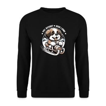 Chien Saint-Bernard - Sweat-shirt Unisexe - noir - Devant - Alina (178cm) & Michal (187cm)