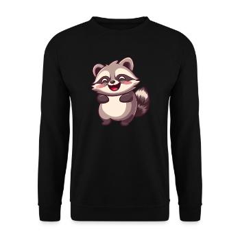 Niedlicher entzückender Waschbär - Charmantes Cartoon-Design - Unisex Pullover - Schwarz - Vorne - Alina (178cm) & Michal (187cm)