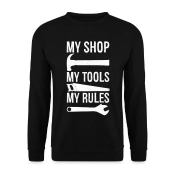 my shop my tools my rules - Unisex Sweatshirt - black - Front - Alina (178cm) & Michal (187cm)