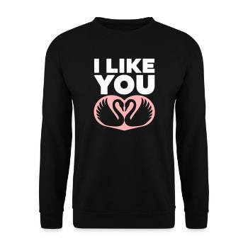 Romantic Swan Couple with I Like You - Unisex Sweatshirt - black - Front - Alina (178cm) & Michal (187cm)