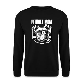 Pitbull Mom Patriotic Lustiges 4th of July - Unisex Pullover - Schwarz - Vorne - Alina (178cm) & Michal (187cm)