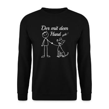 Who goes with the dog! - Unisex Sweatshirt - black - Front - Alina (178cm) & Michal (187cm)