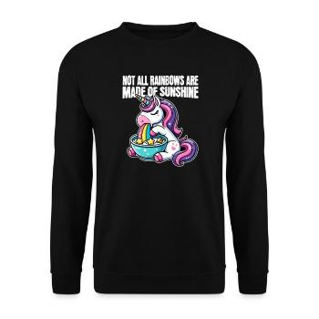 Lustiges Einhorn – Nicht alle Regenbögen - Unisex Pullover - Schwarz - Vorne - Alina (178cm) & Michal (187cm)