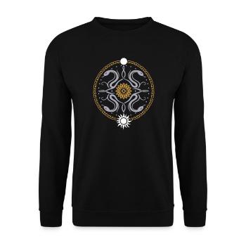 Snake wheel with sun and moon - Unisex Sweatshirt - black - Front - Alina (178cm) & Michal (187cm)