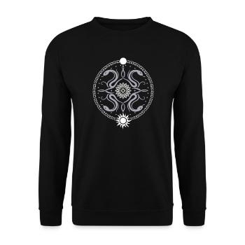 Roue serpentine avec soleil et lune - Sweat-shirt Unisexe - noir - Devant - Alina (178cm) & Michal (187cm)