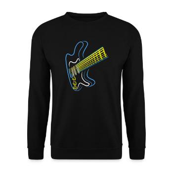 Blaues Gitarren Design - Unisex Pullover - Schwarz - Vorne - Alina (178cm) & Michal (187cm)