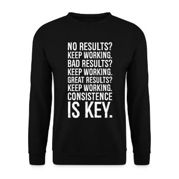 no results keep working bad results keep working - Unisex Pullover - Schwarz - Vorne - Alina (178cm) & Michal (187cm)