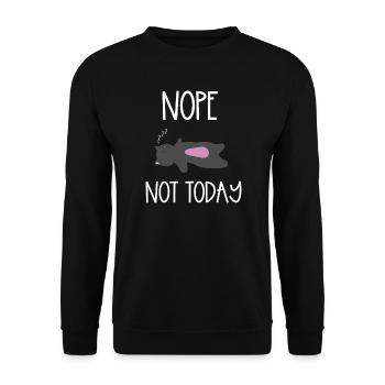 Nope Not Today Schlafkater Illustration - Unisex Pullover - Schwarz - Vorne - Alina (178cm) & Michal (187cm)