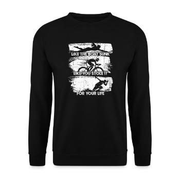 Motivierendes Radfahren und Wassersportdesign - Unisex Pullover - Schwarz - Vorne - Alina (178cm) & Michal (187cm)
