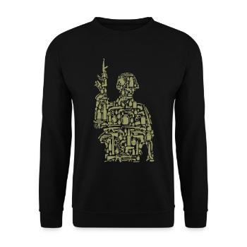 Soldier Silhouette Made of Military Gear  - Unisex Sweatshirt - black - Front - Alina (178cm) & Michal (187cm)