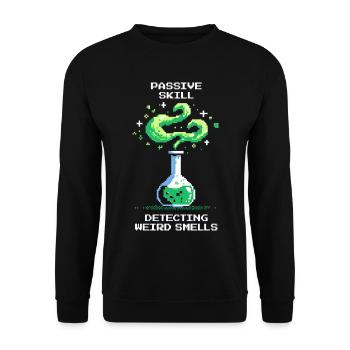 Compétence passive : détecter les odeurs étranges | Chimie - Sweat-shirt Unisexe - noir - Devant - Alina (178cm) & Michal (187cm)