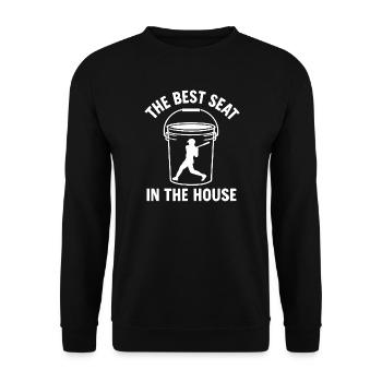 Der beste Platz im Haus Bucket Dad Baseball Dad - Unisex Pullover - Schwarz - Vorne - Alina (178cm) & Michal (187cm)