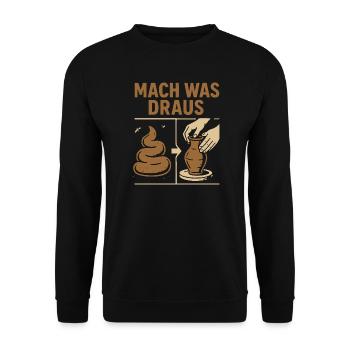 Töpferei mit Kot- Mach was draus - Unisex Pullover - Schwarz - Vorne - Alina (178cm) & Michal (187cm)