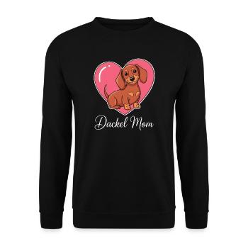 Dachshund Mom Heart Motif Cute Comic Style - Unisex Sweatshirt - black - Front - Alina (178cm) & Michal (187cm)