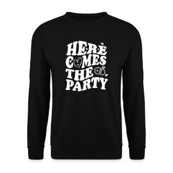 Here Comes the Party – Célébration de mariage - Sweat-shirt Unisexe - noir - Devant - Alina (178cm) & Michal (187cm)