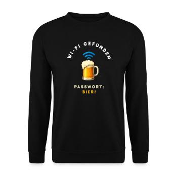 WiFi Bier Lustiges Design - Unisex Pullover - Schwarz - Vorne - Alina (178cm) & Michal (187cm)