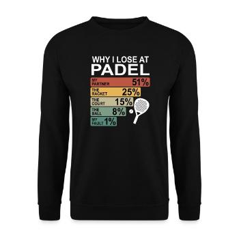 Padel amusant | Pourquoi je perds au padel - Sweat-shirt Unisexe - noir - Devant - Alina (178cm) & Michal (187cm)