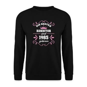 Confiseur Anniversaire 1985 Vintage Confiserie Naissance - Sweat-shirt Unisexe - noir - Devant - Alina (178cm) & Michal (187cm)