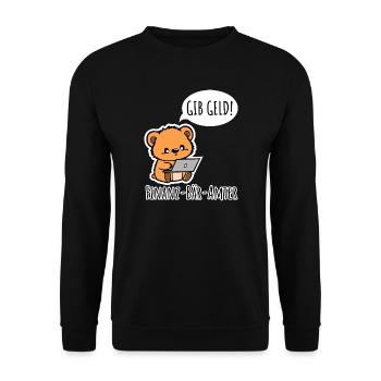 Finanz-Bär-Amter - GIB GELD! - Unisex Pullover - Schwarz - Vorne - Alina (178cm) & Michal (187cm)