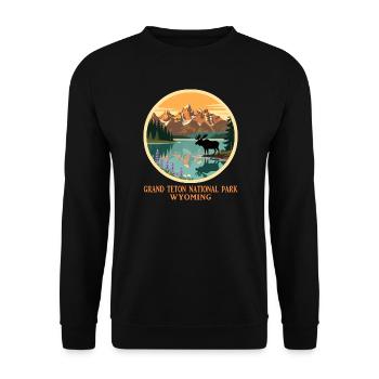 Chemise du parc national de Grand Teton, Wyoming, États-Unis - Sweat-shirt Unisexe - noir - Devant - Alina (178cm) & Michal (187cm)