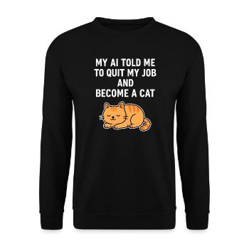 AI Cat Life - Unisex Sweatshirt - black - Front - Alina (178cm) & Michal (187cm)