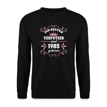 Plasterer Birthday 1985 Vintage Plasterer - Unisex Sweatshirt - black - Front - Alina (178cm) & Michal (187cm)