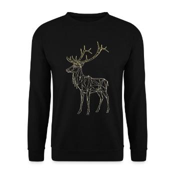 Polygon Hirsch - Geometrischer Winter - Unisex Pullover - Schwarz - Vorne - Alina (178cm) & Michal (187cm)