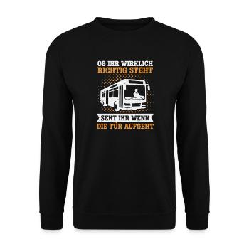 Linienbus Busfahrer Schulbus Busfahrerin Bus - Unisex Pullover - Schwarz - Vorne - Alina (178cm) & Michal (187cm)