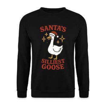 Die dümmste Gans des Weihnachtsmanns Weihnachten Lustiger Weihnachtsmann - Unisex Pullover - Schwarz - Vorne - Alina (178cm) & Michal (187cm)