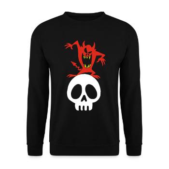 Demon on a Skull - Unisex Sweatshirt - black - Front - Alina (178cm) & Michal (187cm)