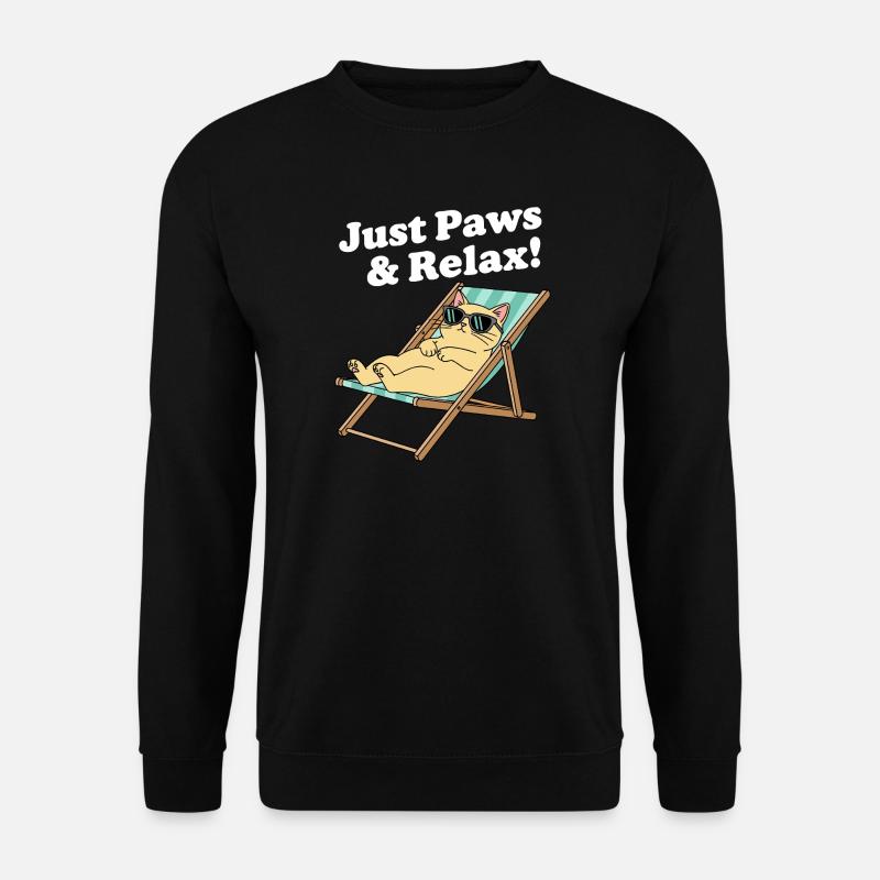 Relax cat in deck chair - Unisex Sweatshirt - black