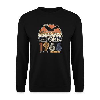 1966 Vintage Born Retro Birthday Gift - Unisex Sweatshirt - black - Front - Alina (178cm) & Michal (187cm)