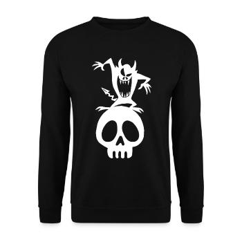 White Demon on a Skull - Unisex Sweatshirt - black - Front - Alina (178cm) & Michal (187cm)
