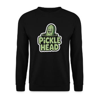 Pickle Head Funny Cucumber Cartoon Humor - Unisex Sweatshirt - black - Front - Alina (178cm) & Michal (187cm)